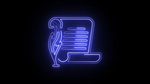 Manuscript Icon Isolated on Black Background, Written Record Neon Line Anim.. Vidéo 324127678