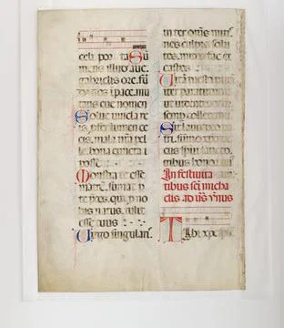 Manuscript Leaf with Initial A, from an Antiphonary 15th century Italian. M.. Foto stock