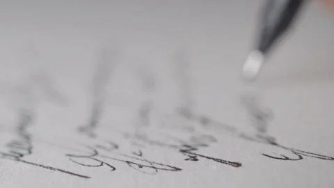 Manuscript or letter close-up is written by a man in black ink Stock Footage 157399994