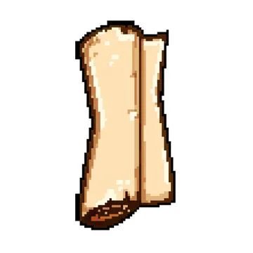 Manuscript scroll papyrus pixel art vector illustration Stock Illustration