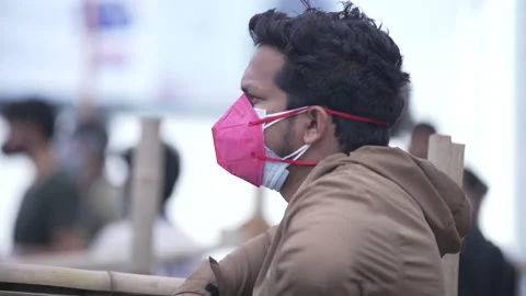 A manwaiting for his covid test. Stock Footage 170743959