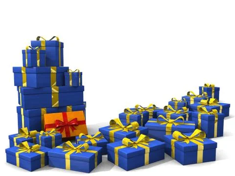 Many 3d gift boxes Stock Illustration