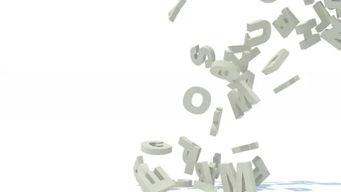 Many 3d letters fall on white background, 3d animation Stock Footage 131511743