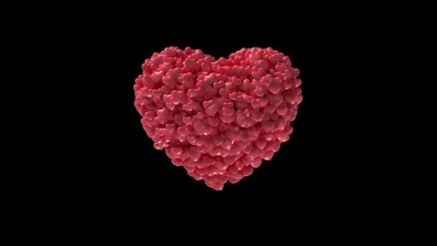 Many 3D Love Hearts Explosion on Transparent Background Stock-Footage 124576809