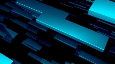 Many 3D metallic blocks are in space, computer generated modern abstract Stock Illustration
