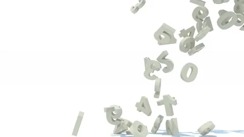 Many 3d numbers fall on white background, 3d animation Stock Footage 131511755