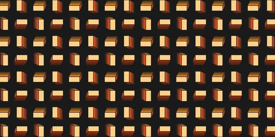 Many 3D Rectangular Brown Cuboids, Rectangles - Seamless Mosaic Pattern, Ed.. Stockillustratie
