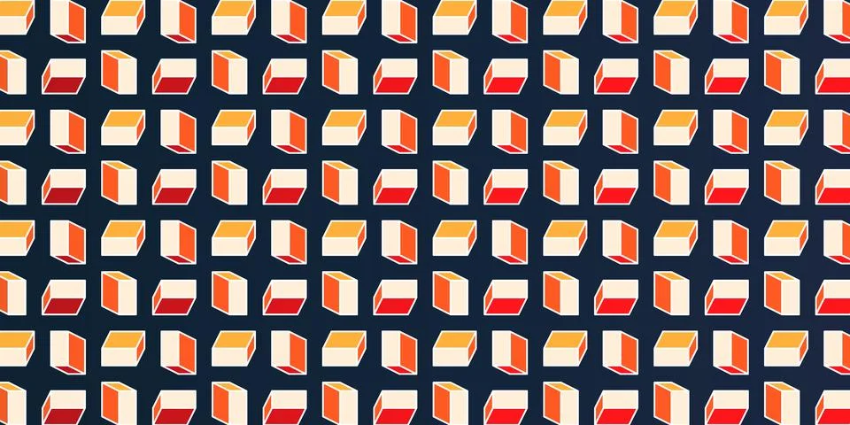 Many 3D Rectangular Colorful Solid Cuboids, Rectangles - Seamless Mosaic Pa.. Illustrazione stock