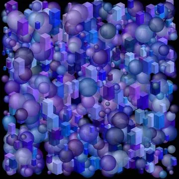 Many 3D solids background Stock Illustration