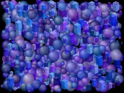 Many 3D solids background 库存插图