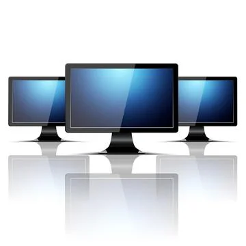 Many 3D television, computer screens isolated Stock Illustration