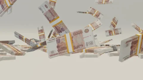 Many 5000 Russian Ruble Falling On Table. Stock Footage 172290694