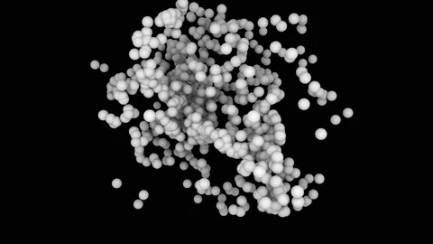 Many abstract chaotic spheres in space, modern computer generated 3D render Stock Footage 92528828