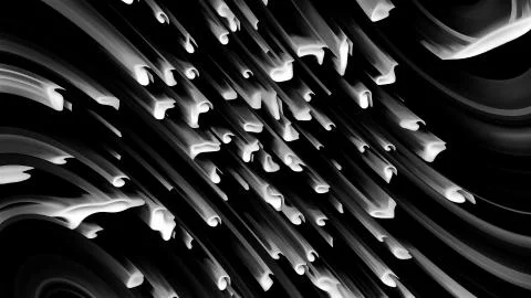 Many abstract comets fall at high speed, 3d rendering. Virtual asteroid rain Illustrazione stock