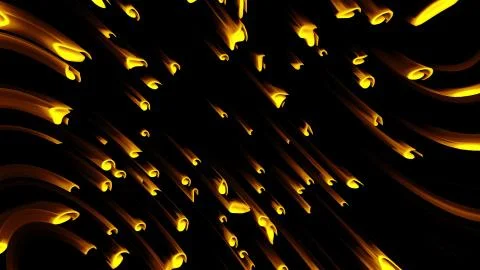 Many abstract comets fall at high speed, 3d rendering. Virtual asteroid rain Illustrazione stock