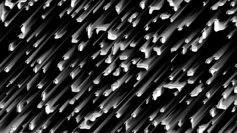 Many abstract comets fall at high speed, 3d rendering. Virtual asteroid rain Illustrazione stock