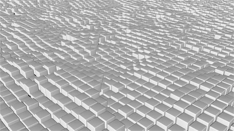 Many abstract cubes, optical Illusion, modern computer generated 3D rendering Stock Footage 90224447