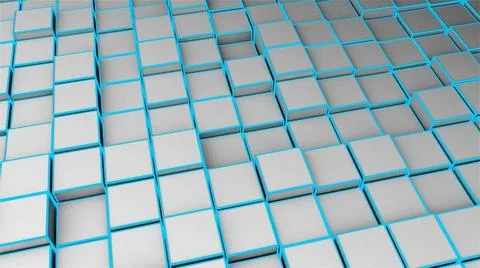 Many abstract cubes in space, modern computer generated 3D render backdrop... Stock Photos