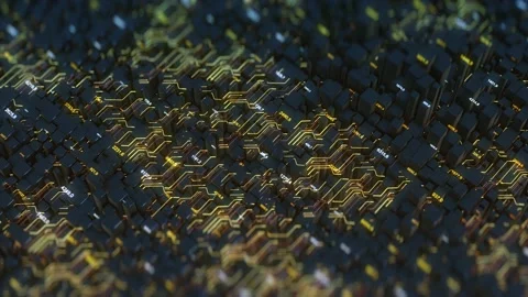 Many abstract isometric cubes, modern computer generated 3D rendering background Stock Footage 152340915