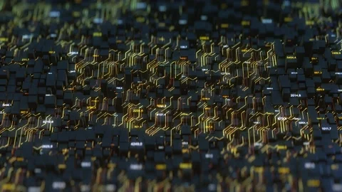 Many abstract isometric cubes, modern computer generated 3D rendering background Stock Footage 152780790