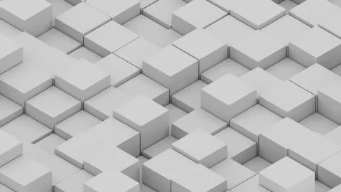 Many abstract isometric cubes, modern computer generated 3D render background Illustrazione stock