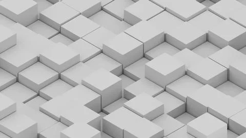 Many abstract isometric cubes modern computer generated 3D rendering background Illustrazione stock