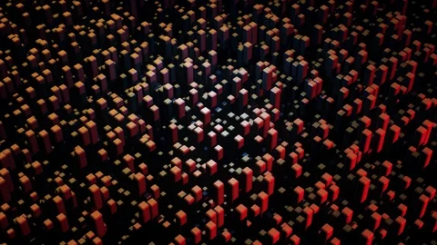 Many abstract rectangular blocks, optical Illusion, modern computer generated 3D Stock Footage 120063610