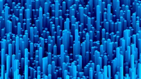 Many abstract rectangular blocks, optical Illusion, modern computer generated 3D Stock Illustration