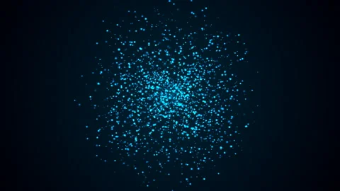 Many abstract small blue particles in sphere shape in space, computer generated Stock Footage