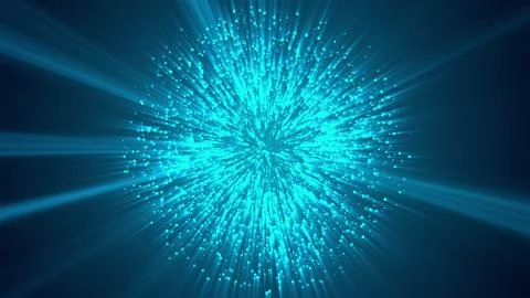 Many abstract small blue particles in sphere shape in space, computer generated Illustrazione stock