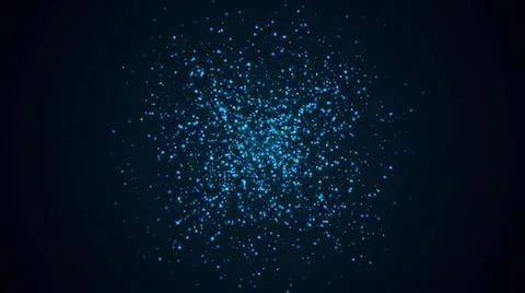 Many abstract small blue particles in sphere shape in space, computer gene... Stock Photos