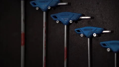 Many Allehnelle tools on a wall Stock Footage 203855810