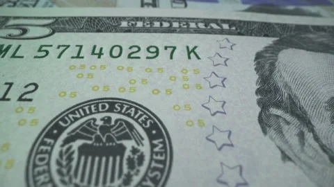 Many american dollars on the table. macro shot of bank notes with water mark. Stock Footage 141913759