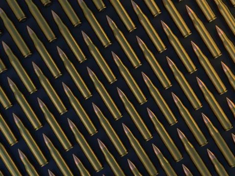 Many ammunition bullets pattern background. 3D イラスト素材