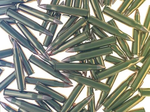 Many ammunition bullets pattern background. 3D 스톡 일러스트