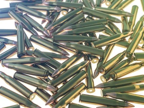 Many ammunition bullets pattern background. 3D 스톡 일러스트