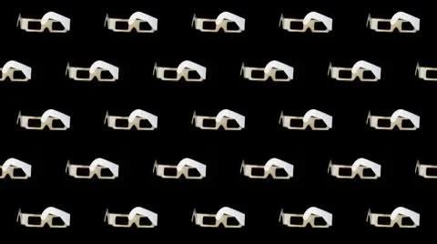 Many Anaglyph 3-D glasses isolated rotation on black background loop Stock Footage 8994750