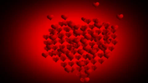 Many animated red small hearts expand and contract Stock Footage 60804248