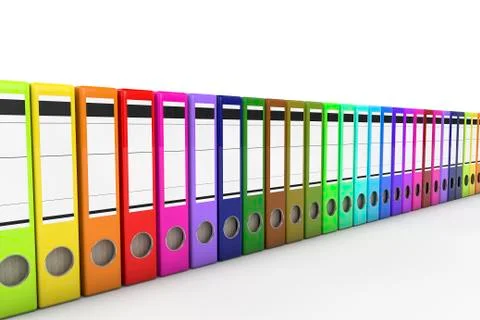 Many archive folders on white isolated background. 3d Stock Illustration