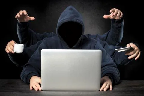 Many-armed handed programmer Stock Photos