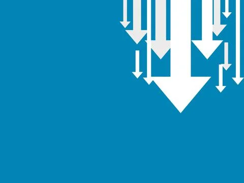 Many arrows pointing down. Crisis concept. Vector illustration Illustrazione stock