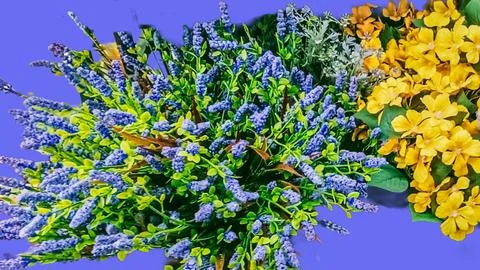 Many artificial flowers Stock Photos