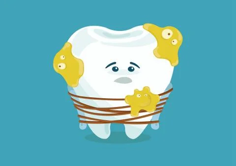Many bacteria ,tooth sad Stock Illustration