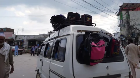Many Bags Loaded On School Van In Khushab, Pakistan. 24 Sep 2025 Stock Footage 317827187