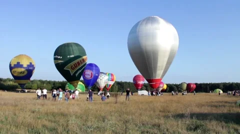 Many balloons getting ready to fly Stock Footage 54620906