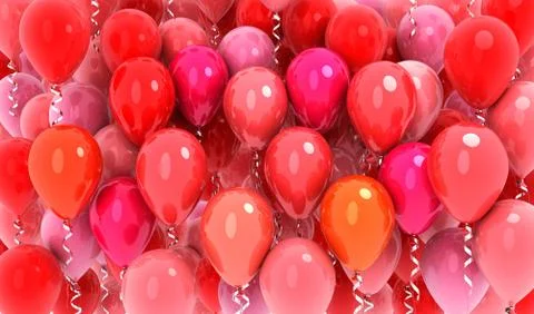 Many balloons red fly background .3d illustration 스톡 일러스트