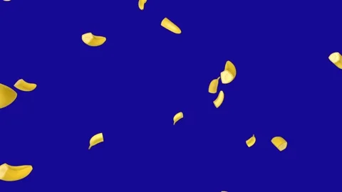 Many Banana sliced falling down from the top blue screen effect Video stock 322790340