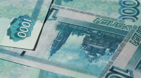 Many banknote thousand rubles bunch rotate Stock Footage 5505456
