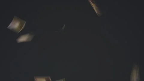 Many banknotes falling on a black background Stock Footage 336765919