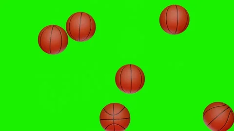 Many Basketball balls falling down on chromakey background. Basketball. Stock Footage 200853390